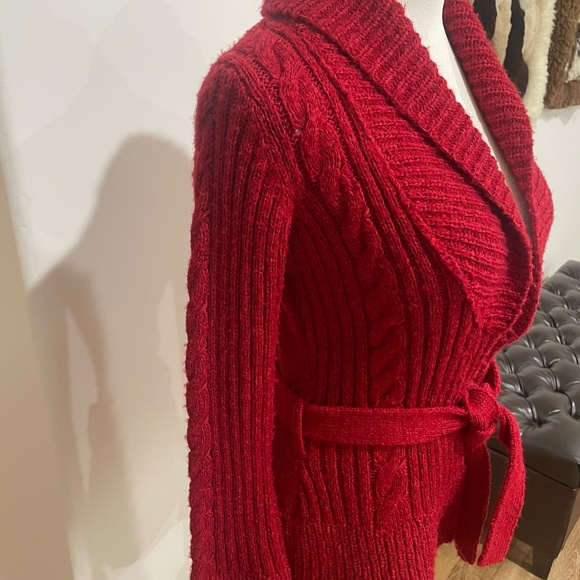 Arden B Size XS S Red Belted Cardigan Sweater - Picture 4 of 7
